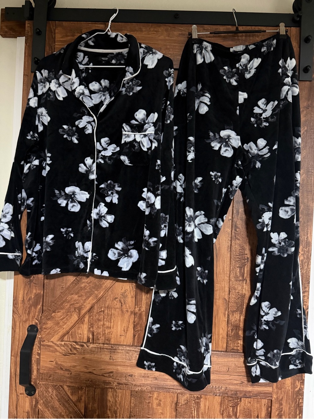 Simply Vera Vera Wang Black Floral Wide-Leg PJ/Lounge Set with Pockets Size XL